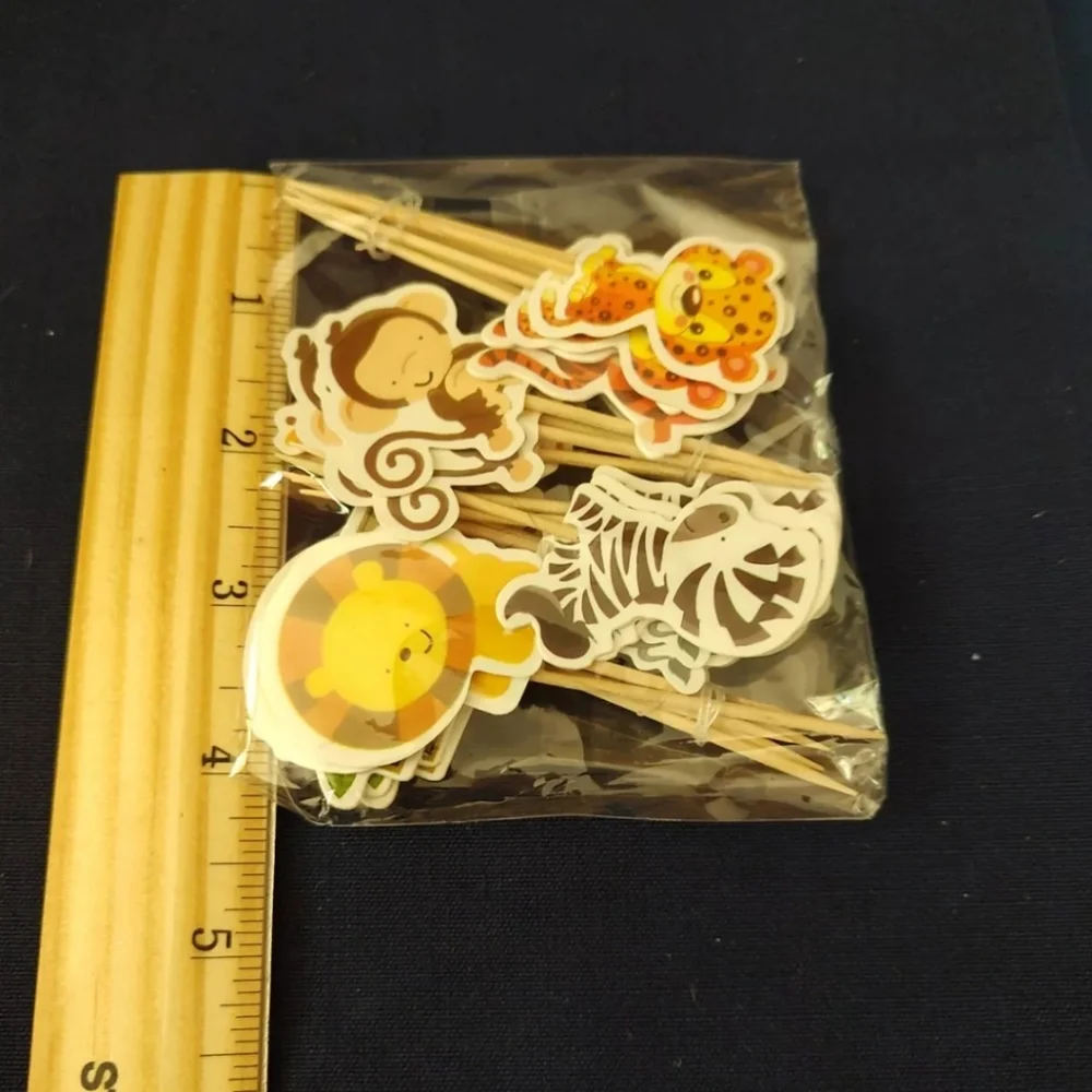 Wild Animals Cupcake Toppers, 24 Total, 8 Designs, New And Factory Sealed NWOT